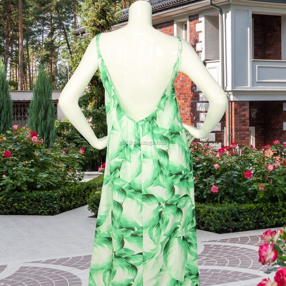 Show Me Your MuMu Green Tropical Boho Palm Tree Print Spaghetti Strap Maxi Dress - Picture 4 of 9